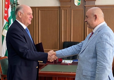 Aslan Bzhaniya Had a Meeting with Minister of Foreign Affairs of the Republic of South Ossetia Dmitry Medoyev